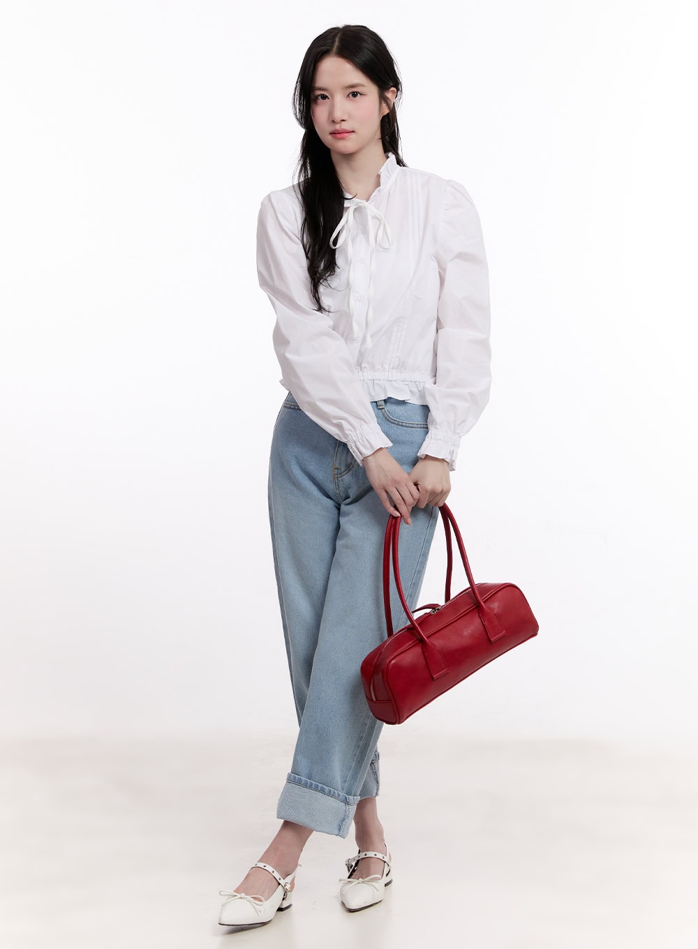 Ribbon Frill Long Sleeve Blouse CM526