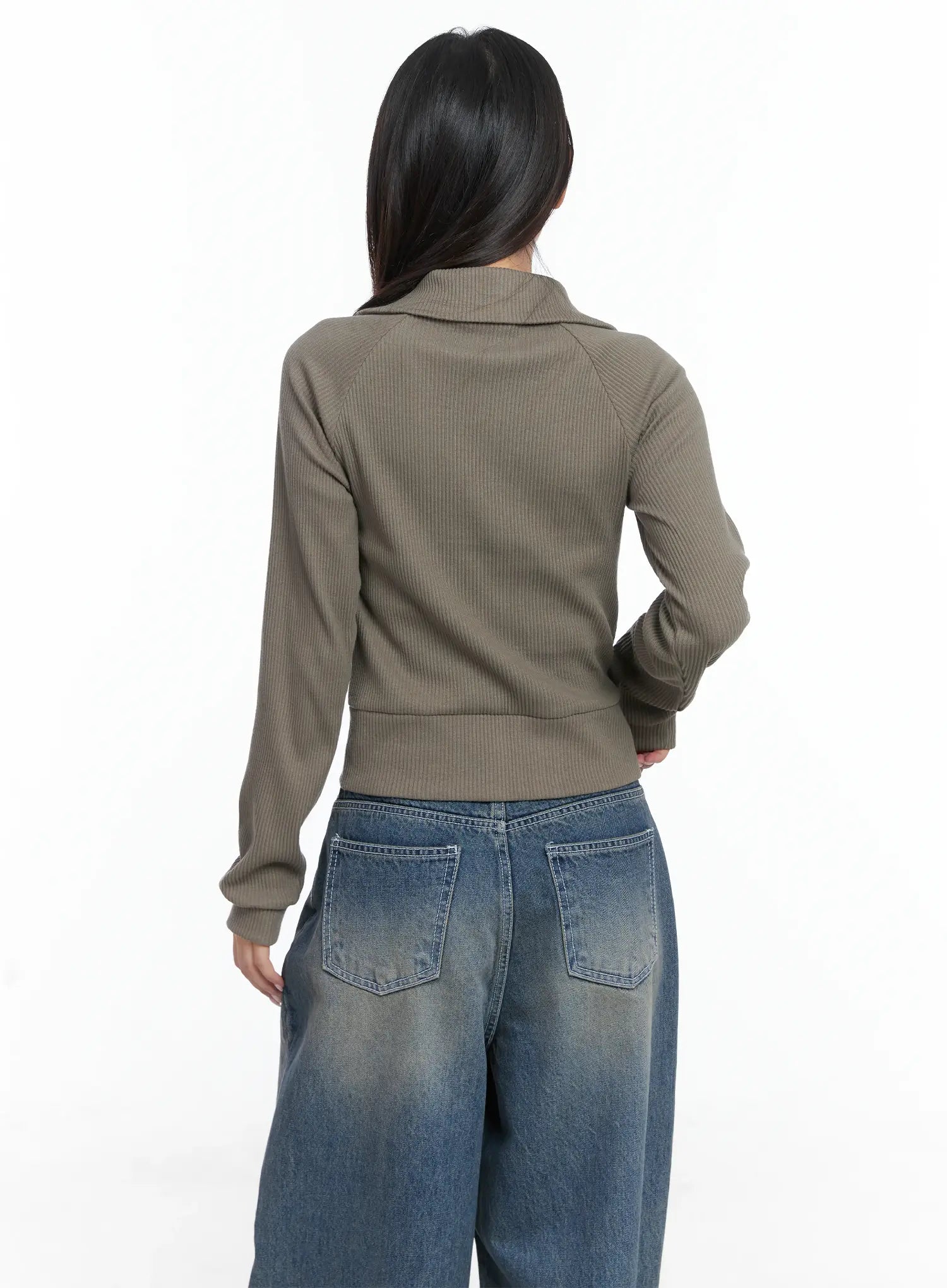 Gothic Print Slim Fit Ribbed Zip-Up Jacket CS503