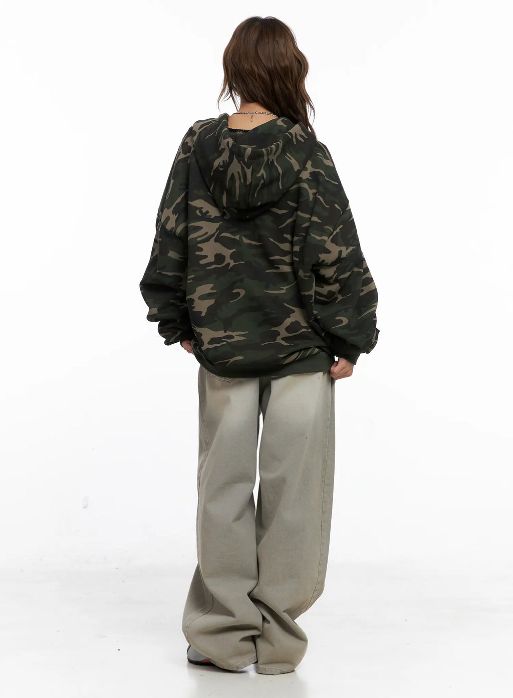 Oversized Camo Lettered Hoodie CS522