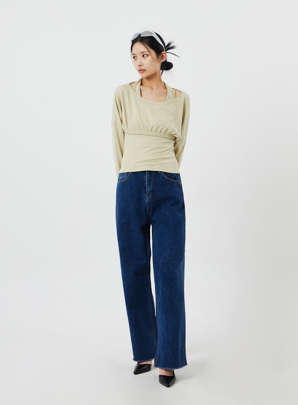 Wide Leg Dark Wash Jeans CF323