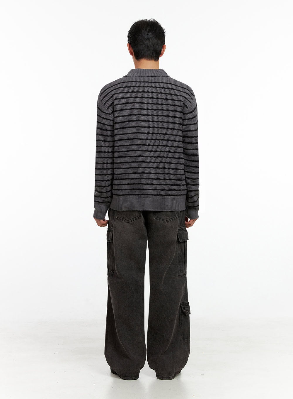Men's Striped Collared Sweater IN426