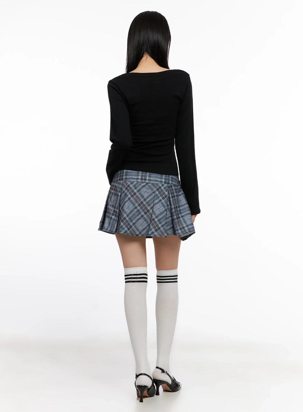 Checkered Pleated Mini Skirt IS508