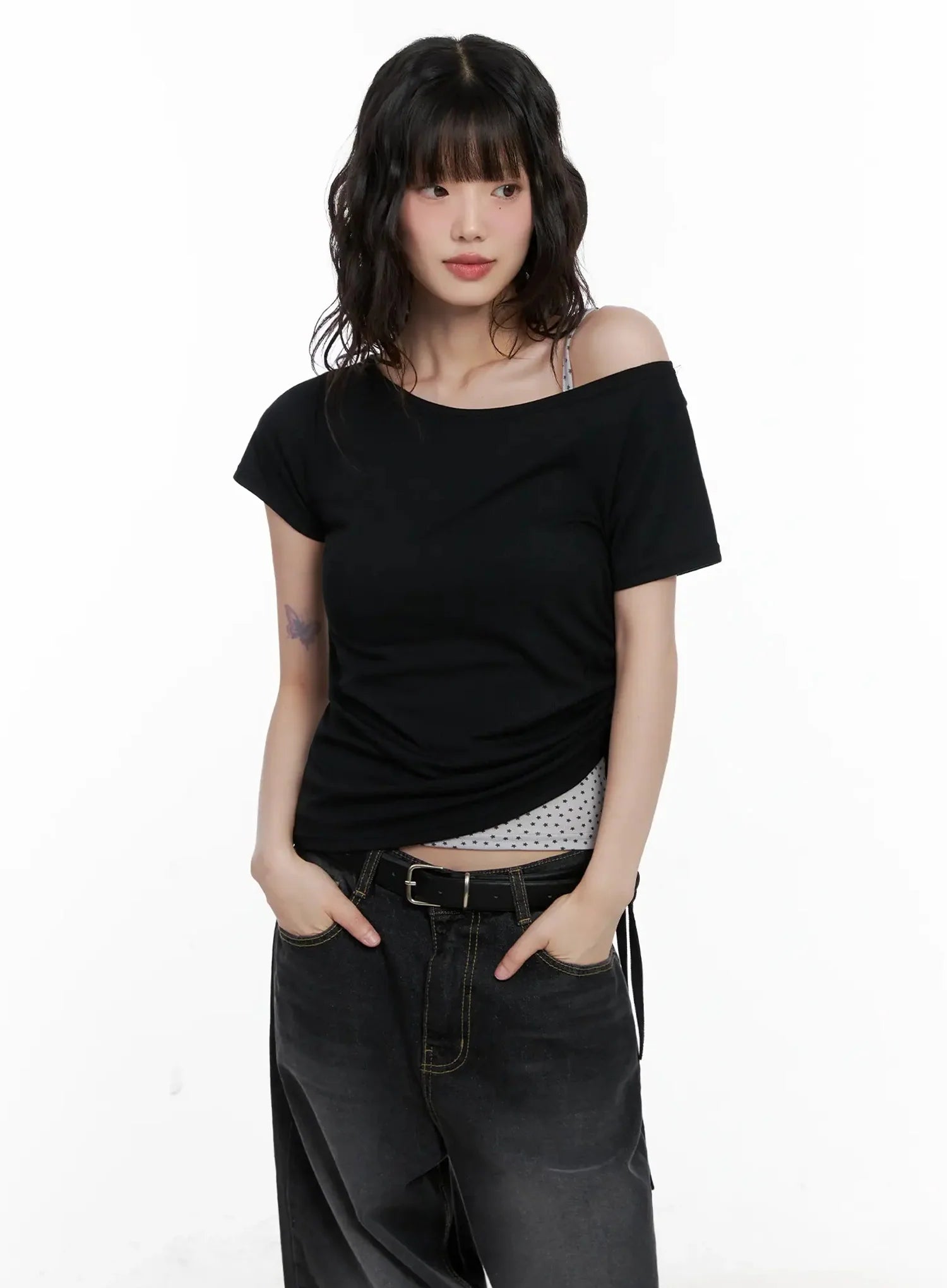 Off-Shoulder Ruched Top IL528