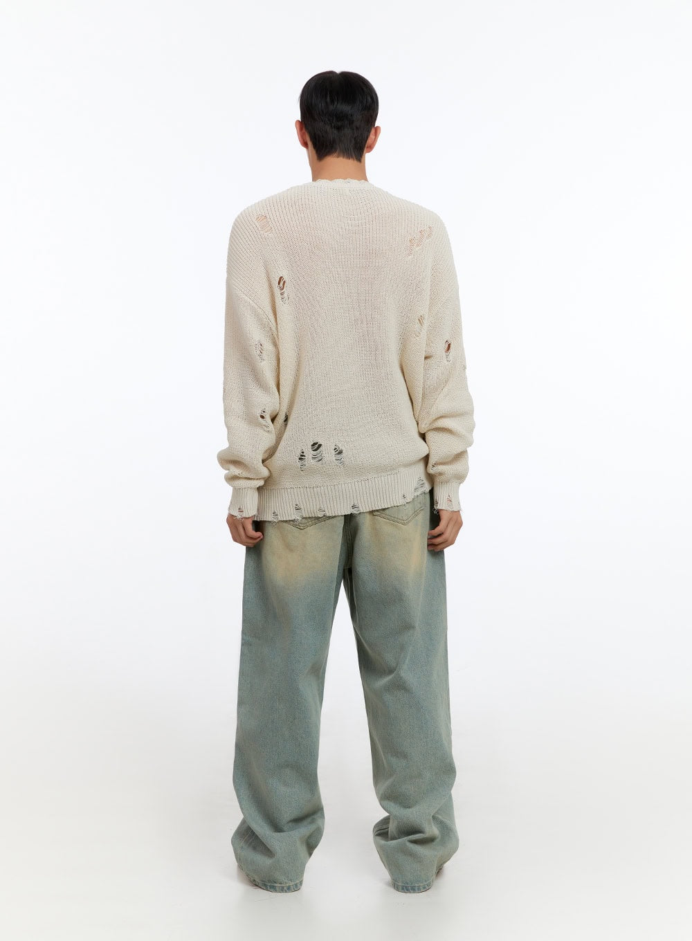 Men's Washed Cotton Wide Fit Jeans IS412