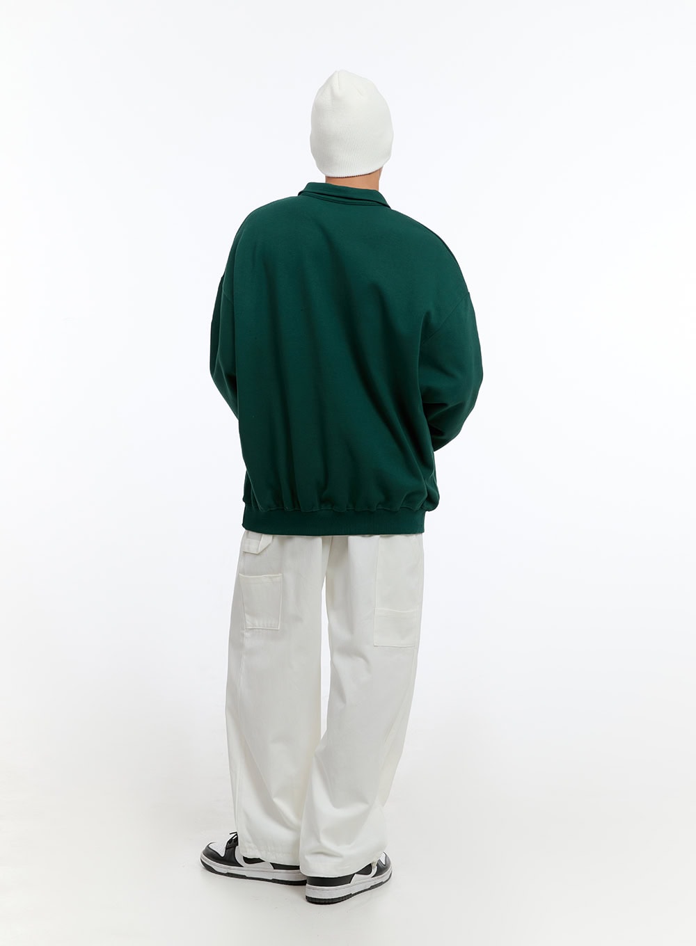 Men's Classic Cotton Half-Zip Graphic Hoodie (Green) IS413