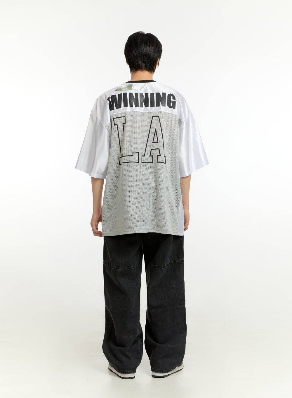 Men's Mesh Lettering V-Neck T-Shirt IL418