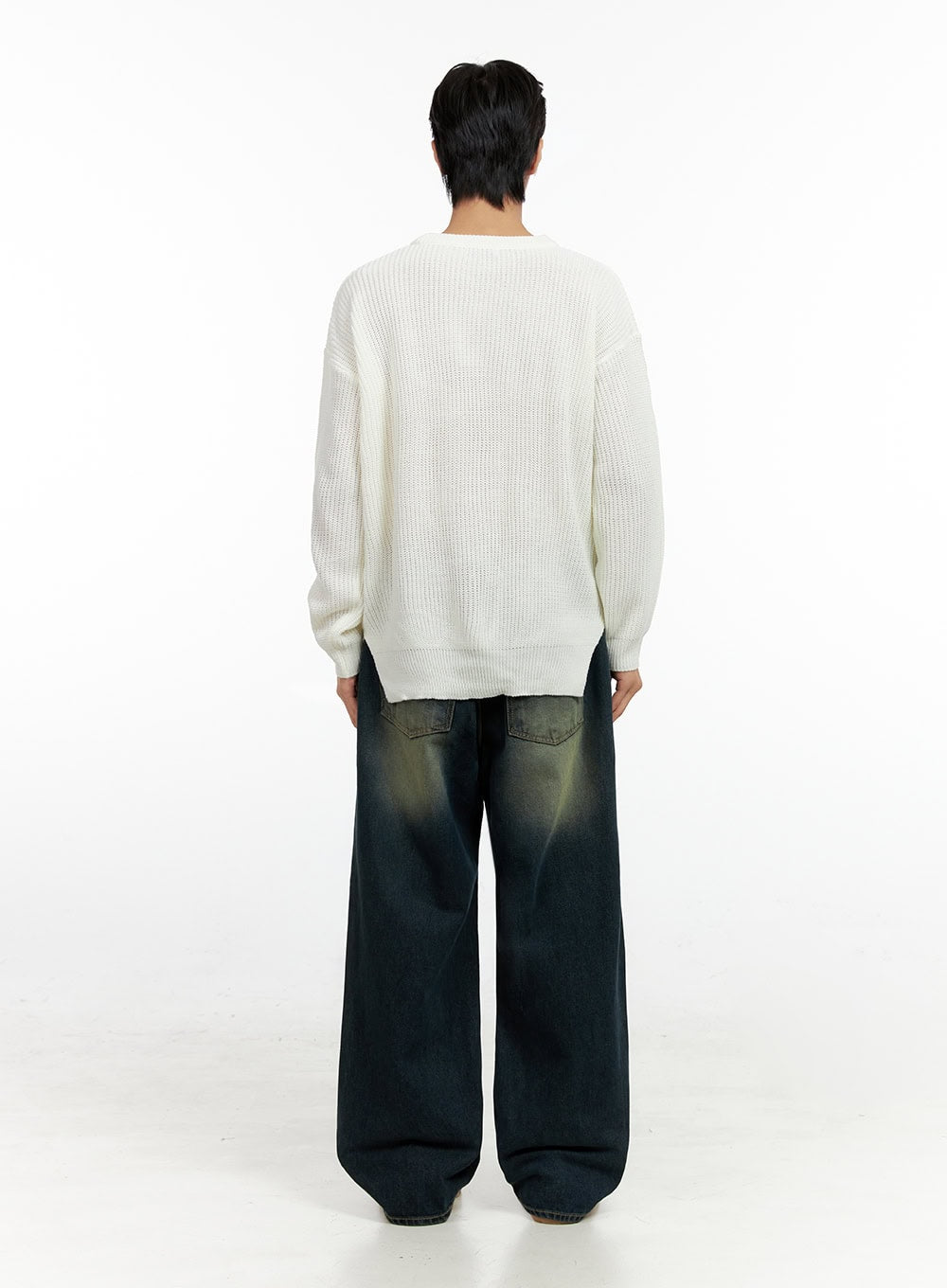 Men's Vintage Wash Wide-Leg Jeans IN411