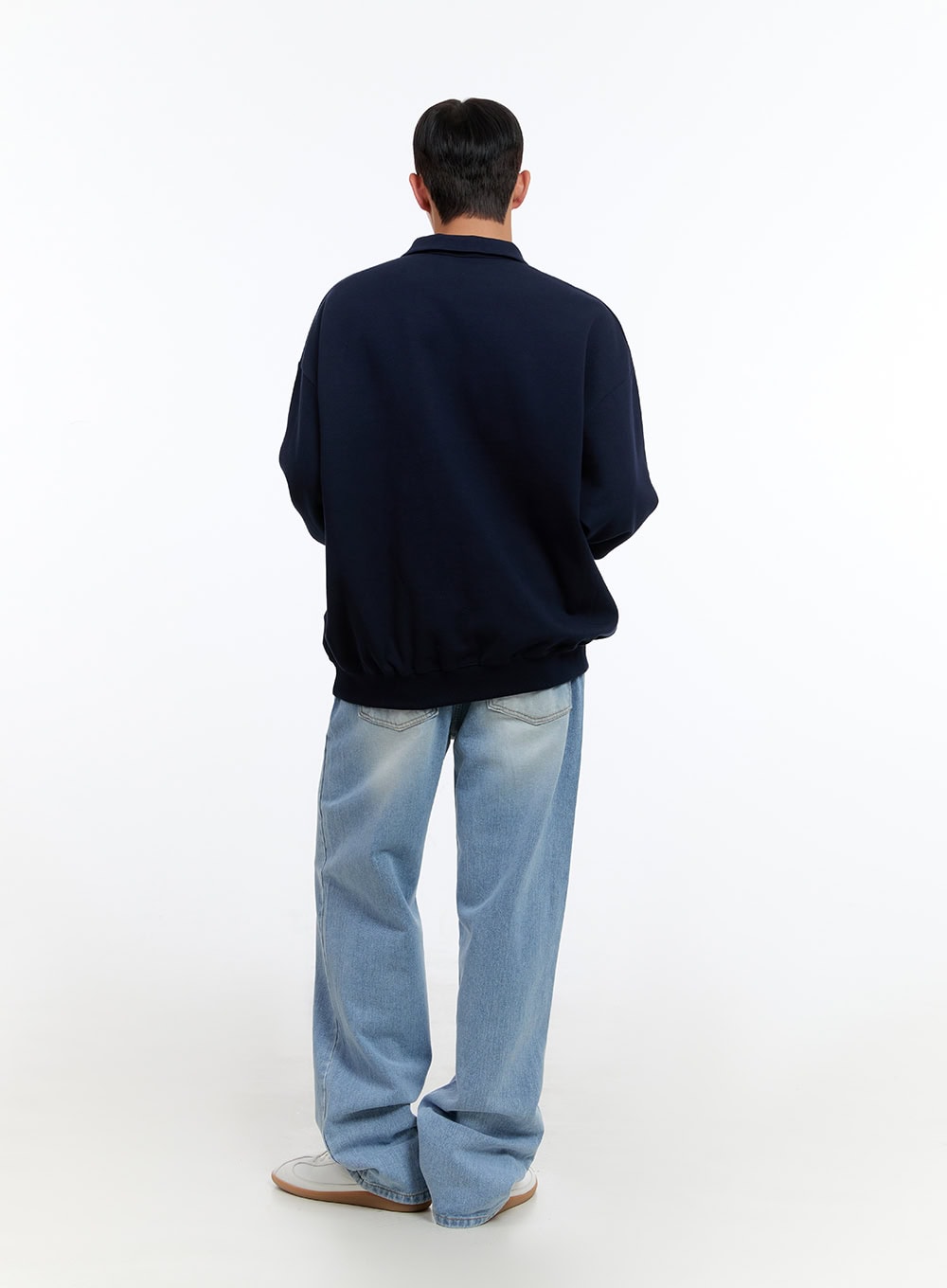 Men's Classic Cotton Half-Zip Graphic Hoodie (Dark blue) IS413