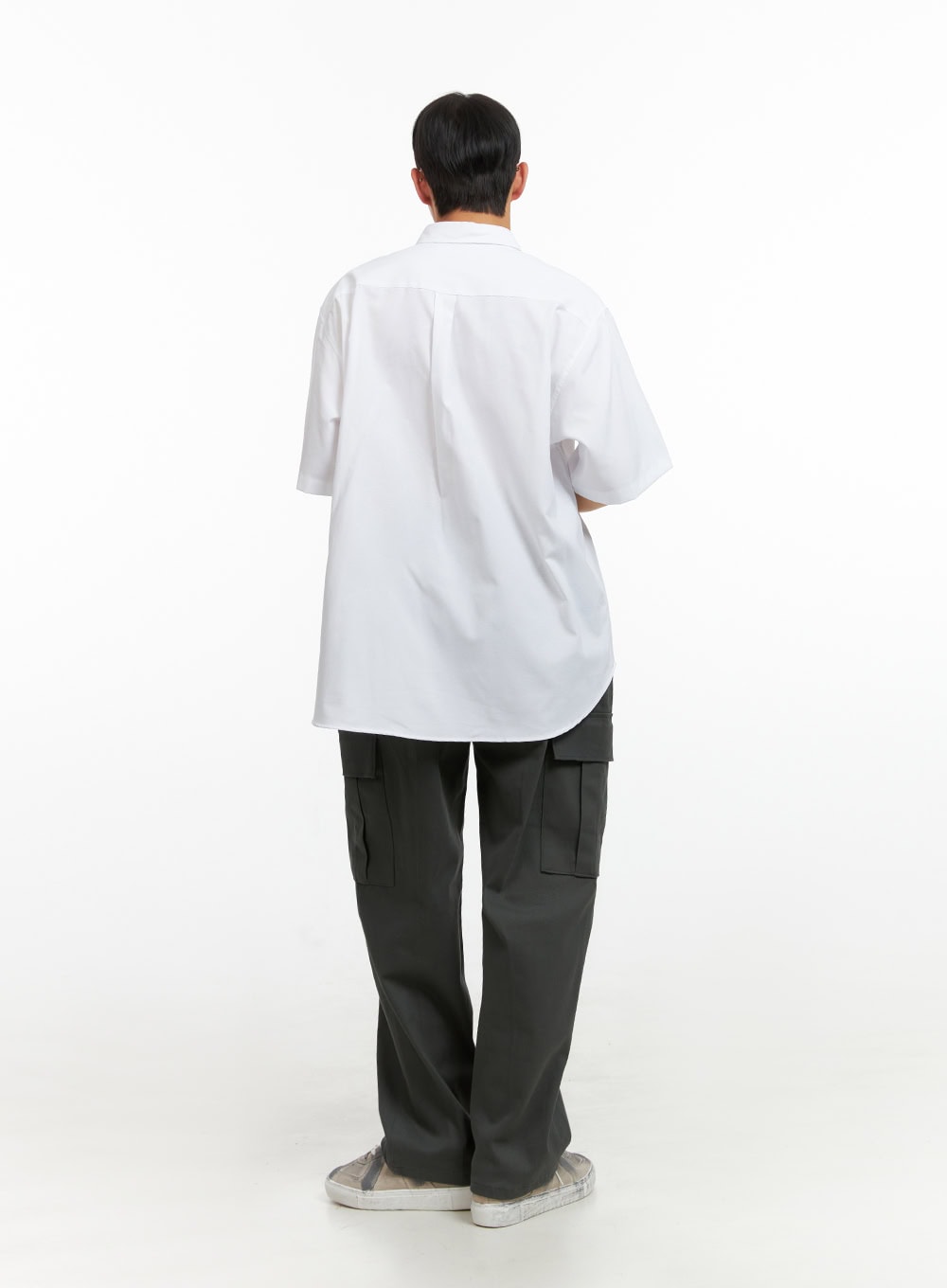 Men's Solid Cargo Pants (Dark Gray) IU414