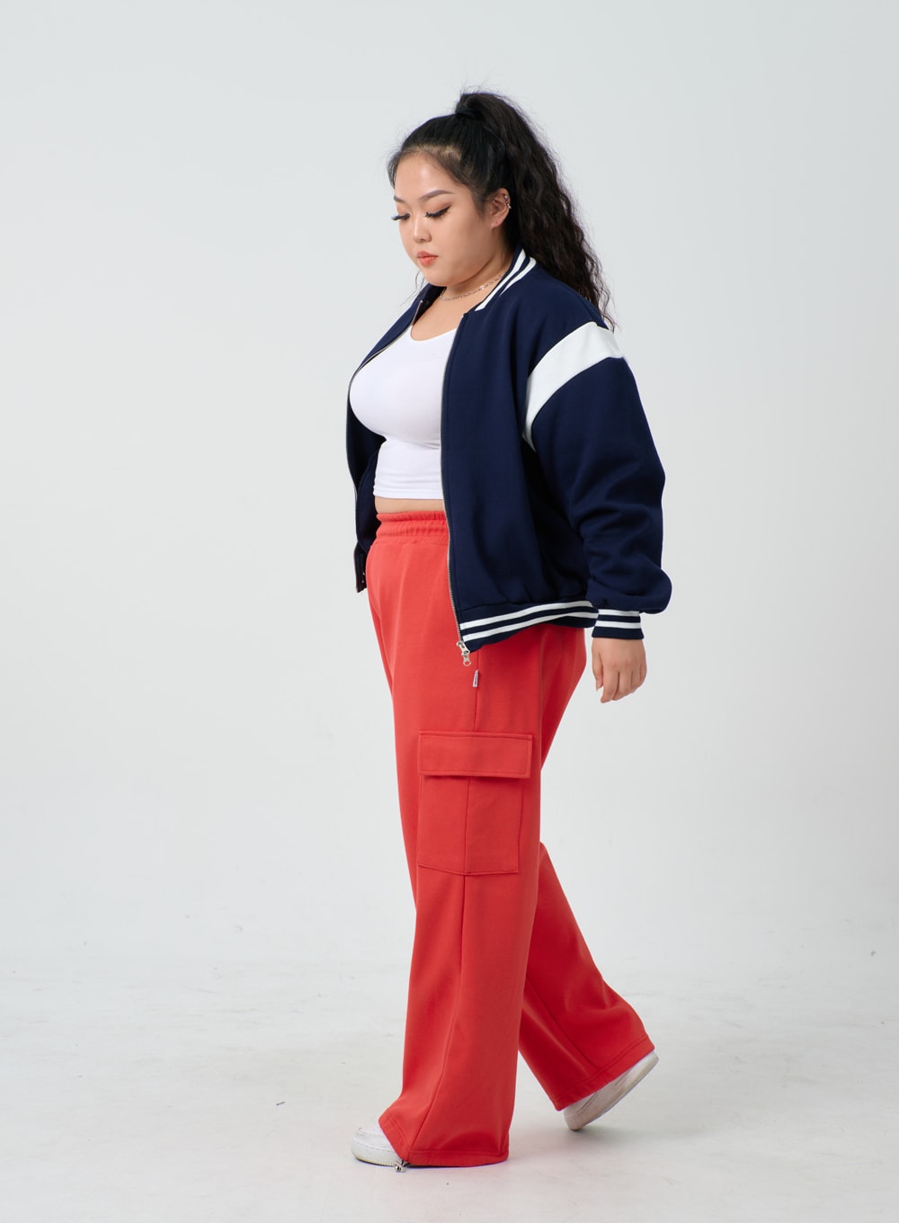 Plus Two Color Zipper Sweatshirt ID27