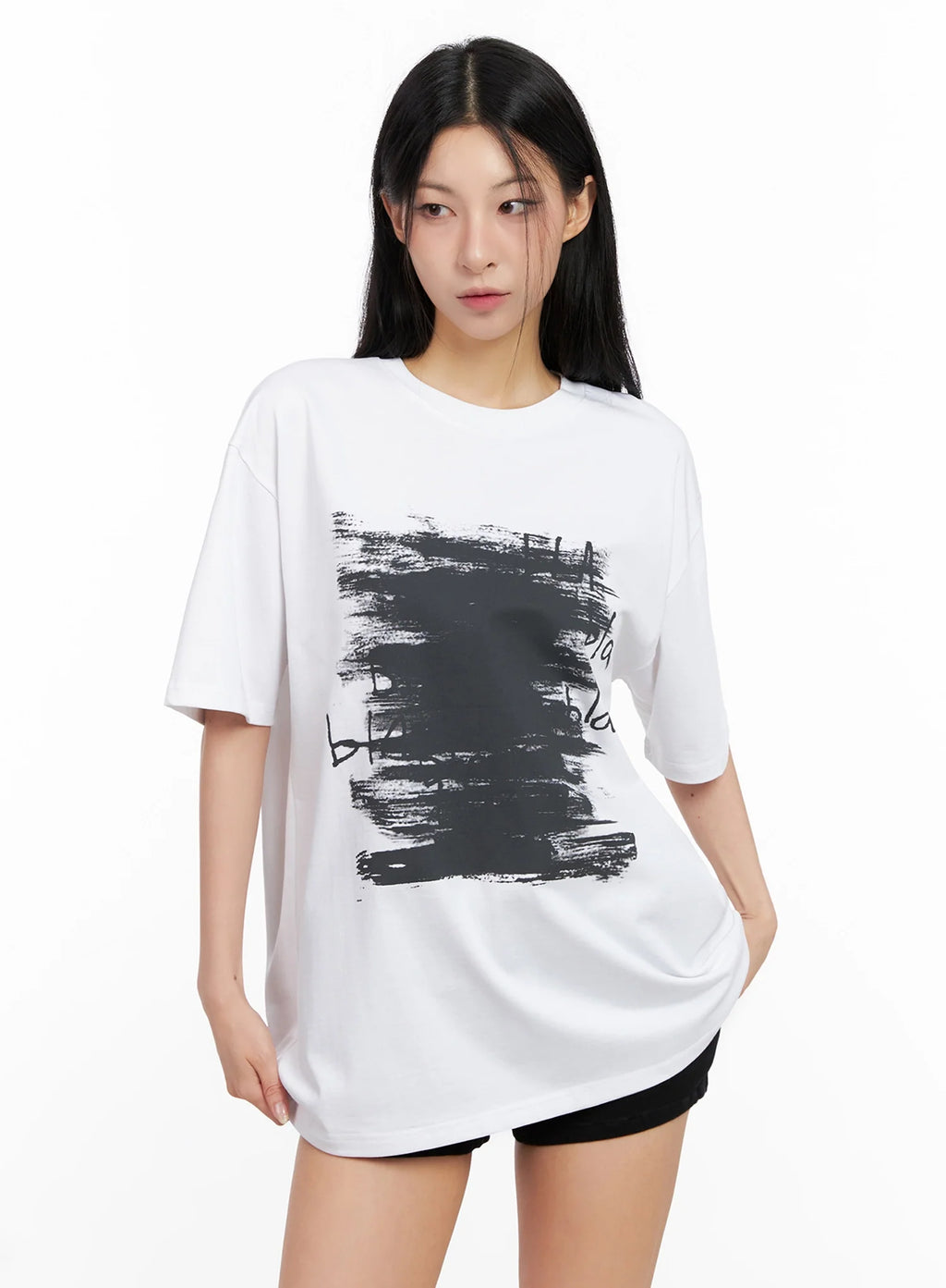 Brushstroke Graphic Oversized Tee IG508