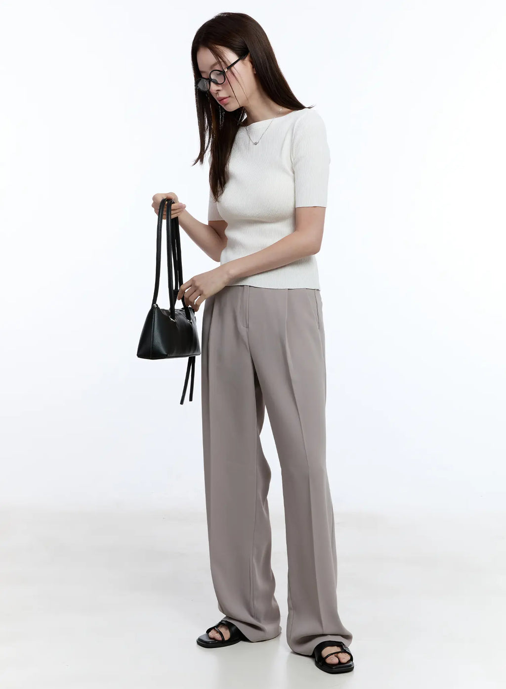 Elegant Pintuck Wide-Leg Pants CU513