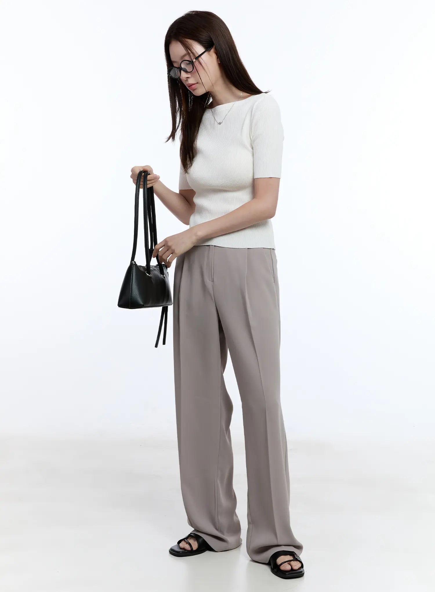 Elegant Pintuck Wide-Leg Pants CU513