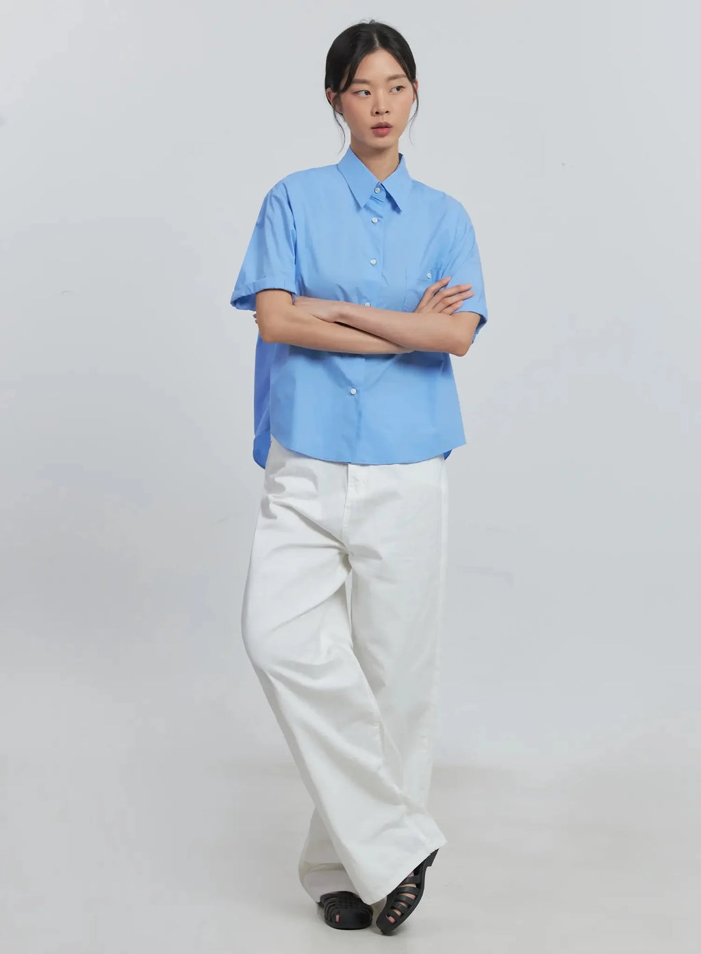Roll-Up Short-Sleeve Collared Shirt IU512