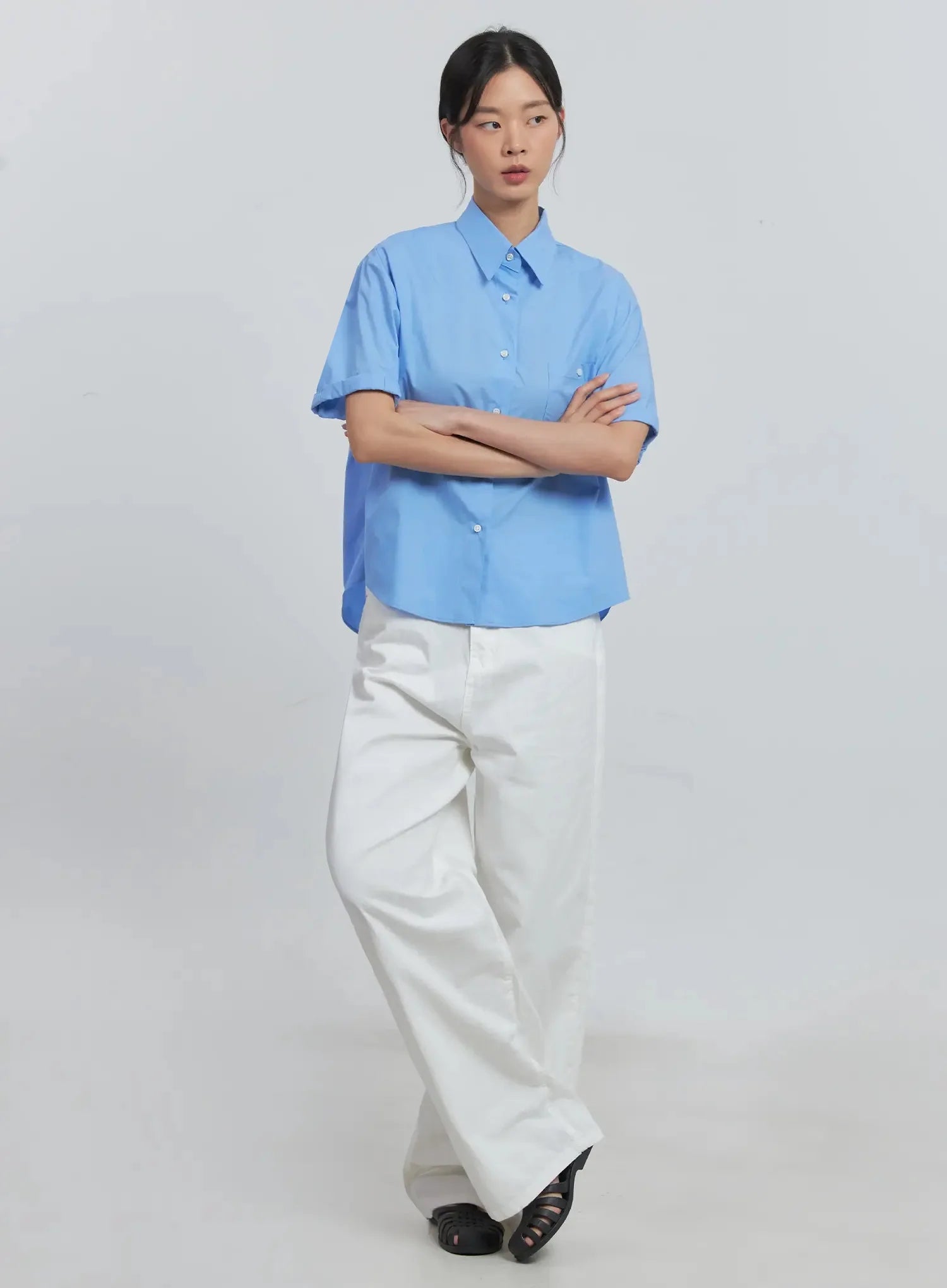 Roll-Up Short-Sleeve Collared Shirt IU512