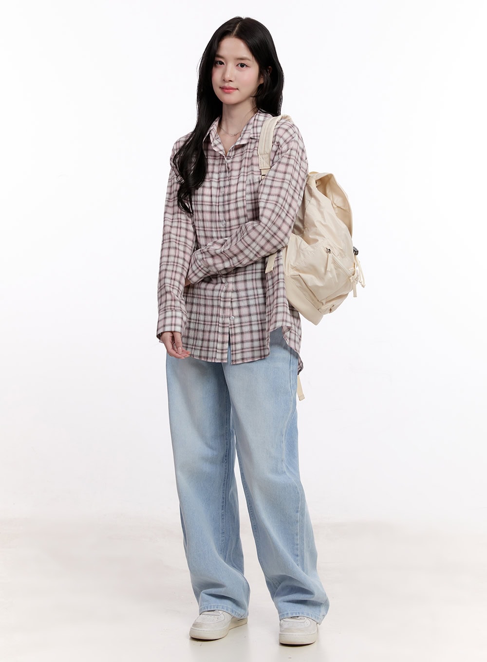 Checkered Oversize Collared Shirt CM527