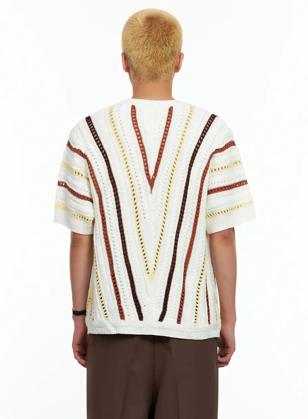 Men's Textured Contrast Knitted Tee IL511