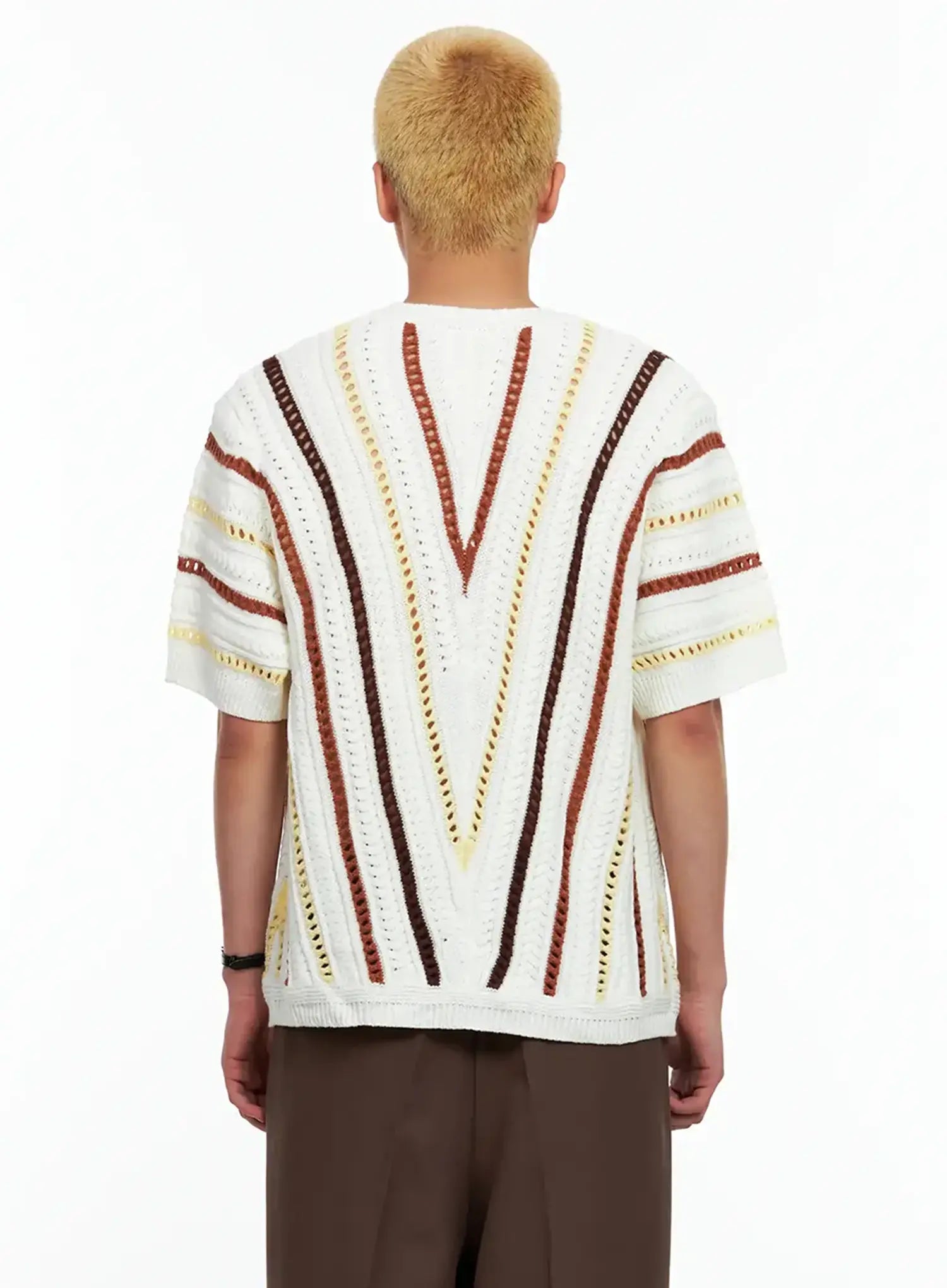 Men's Textured Contrast Knitted Tee IL511