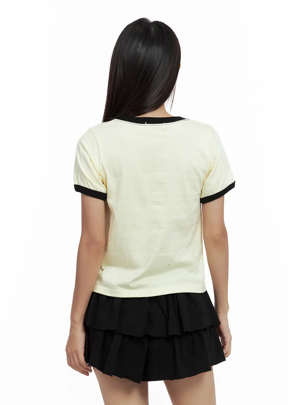 Contrast Text Cropped Tee CL508