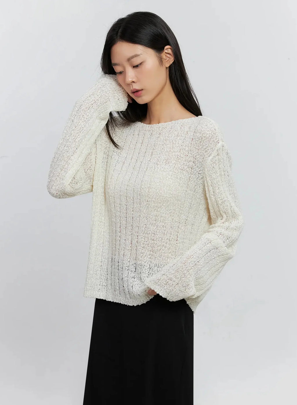 Cozy Boatneck Long Sleeve Sweater IS515