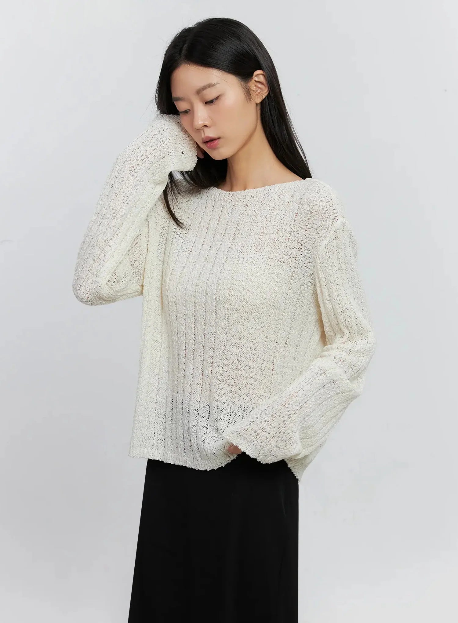 Cozy Boatneck Long Sleeve Sweater IS515
