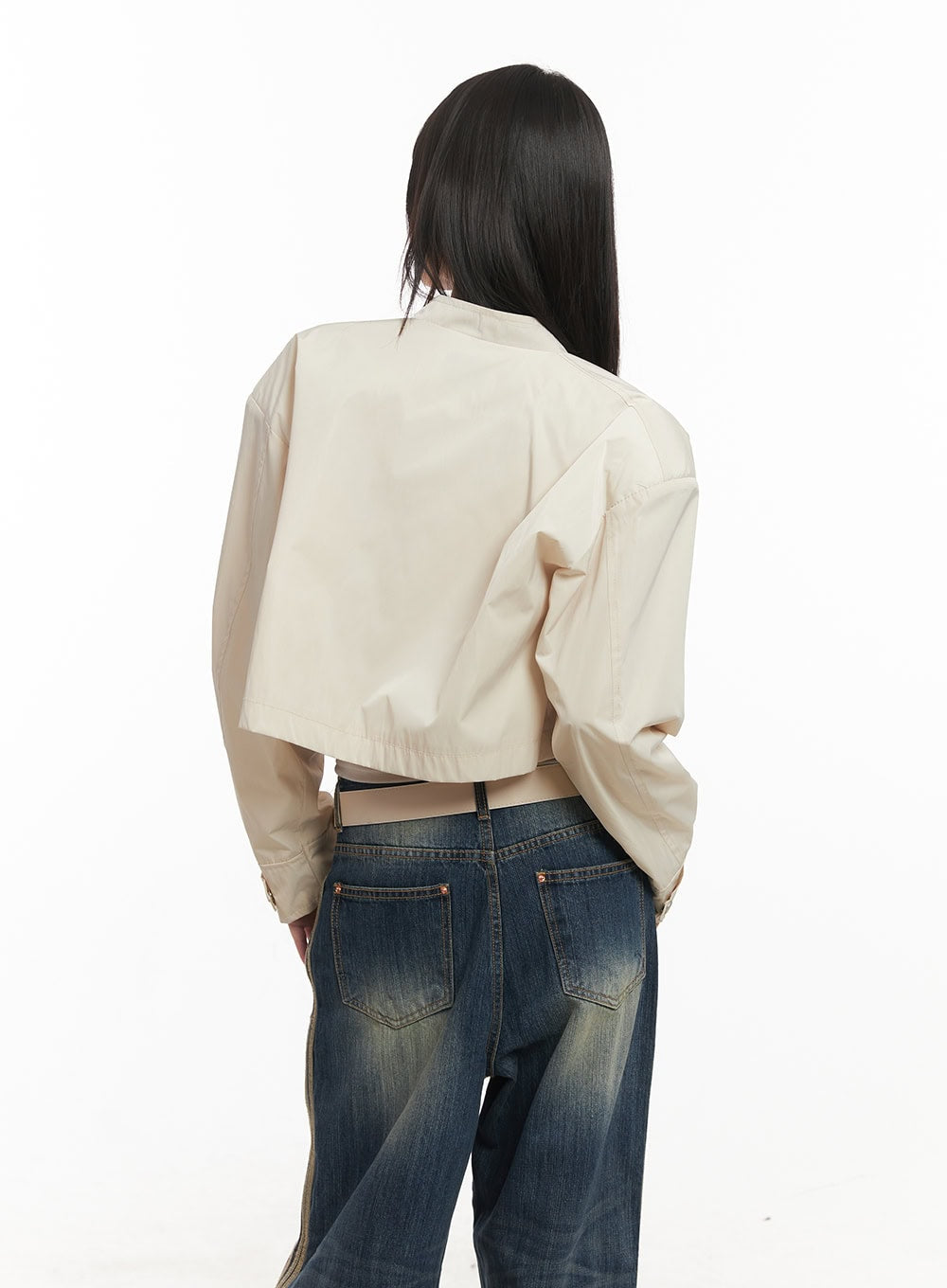 Nylon Zip-Up Cropped Jacket CF518