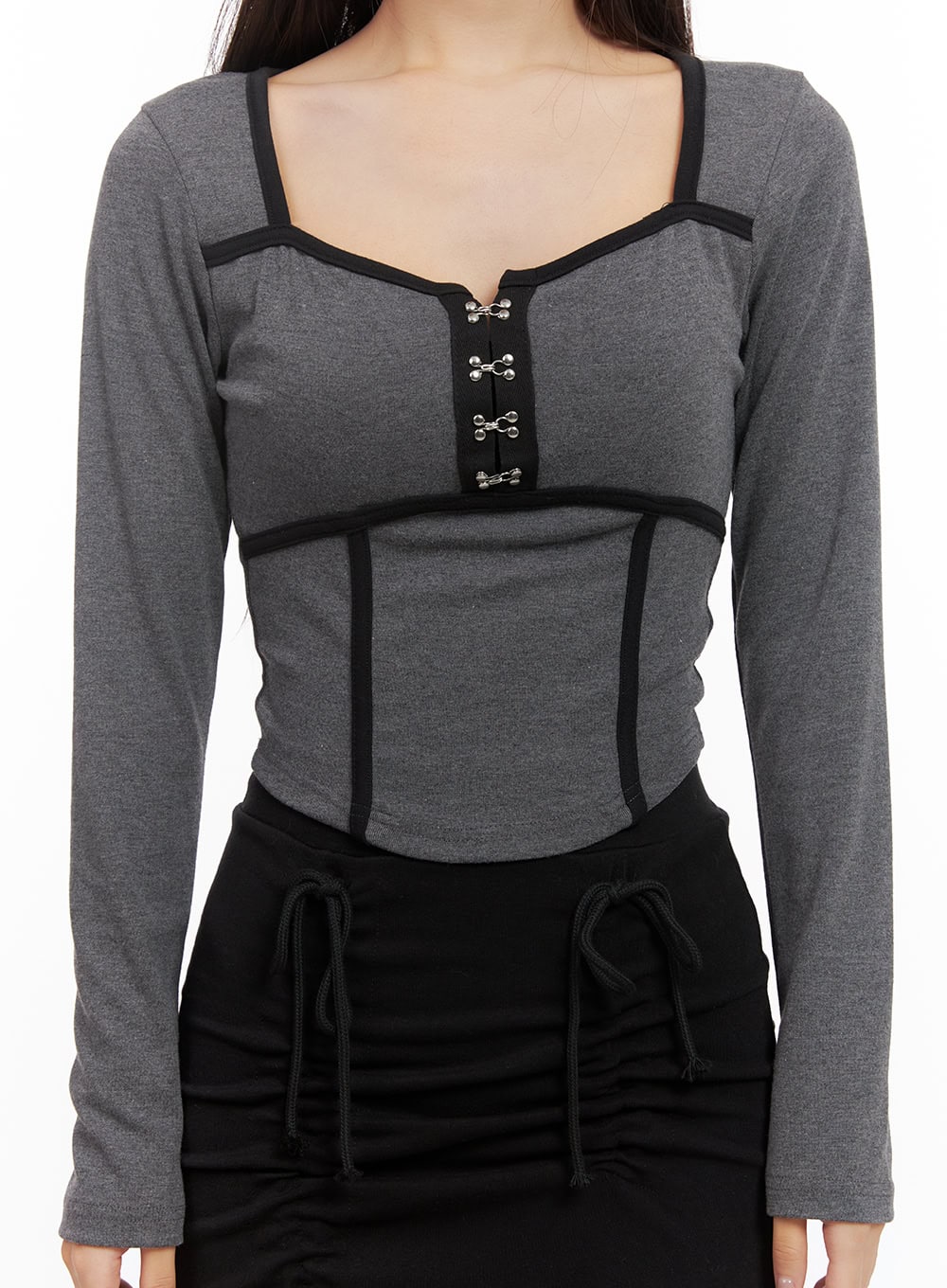 Hook and Eye Detail Crop Top CD411