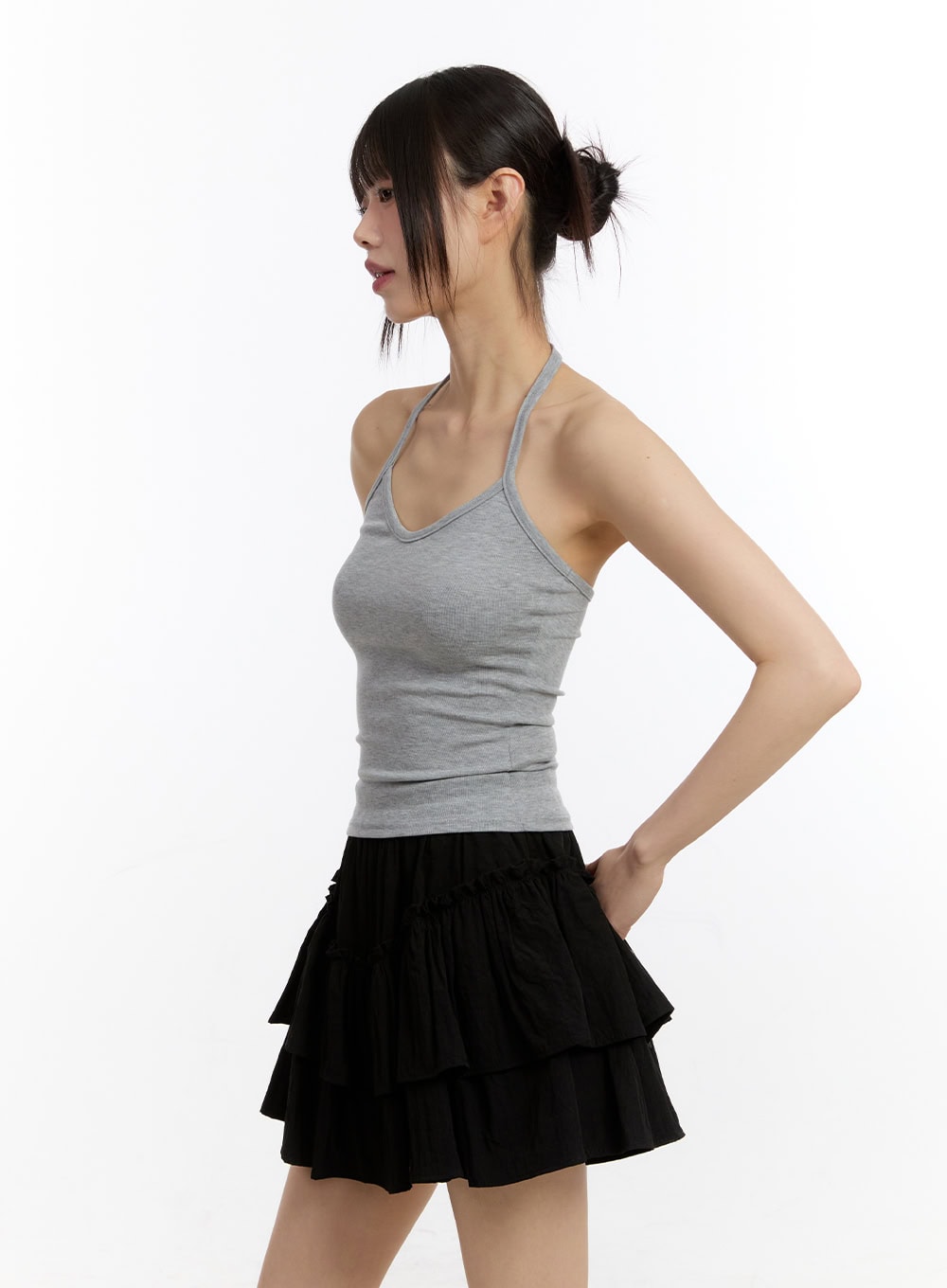 Stripe Long-Sleeve Crop Top with Tank Top CA508