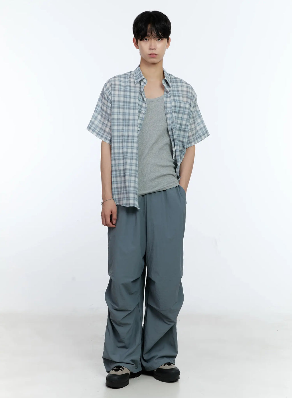 Men's Checkered Button-Up Shirt IG501