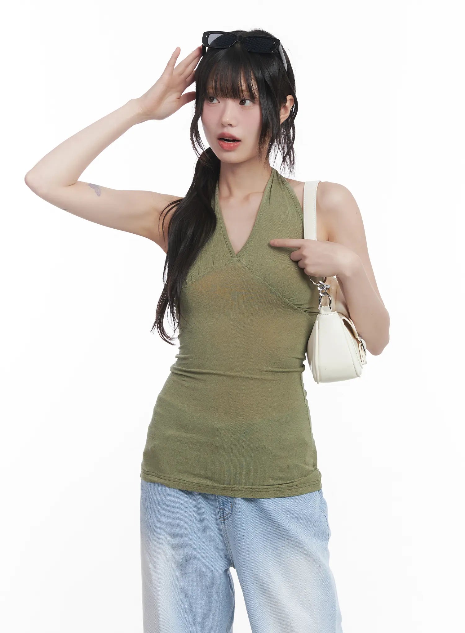 Sheer Halter Neck Tank CU519