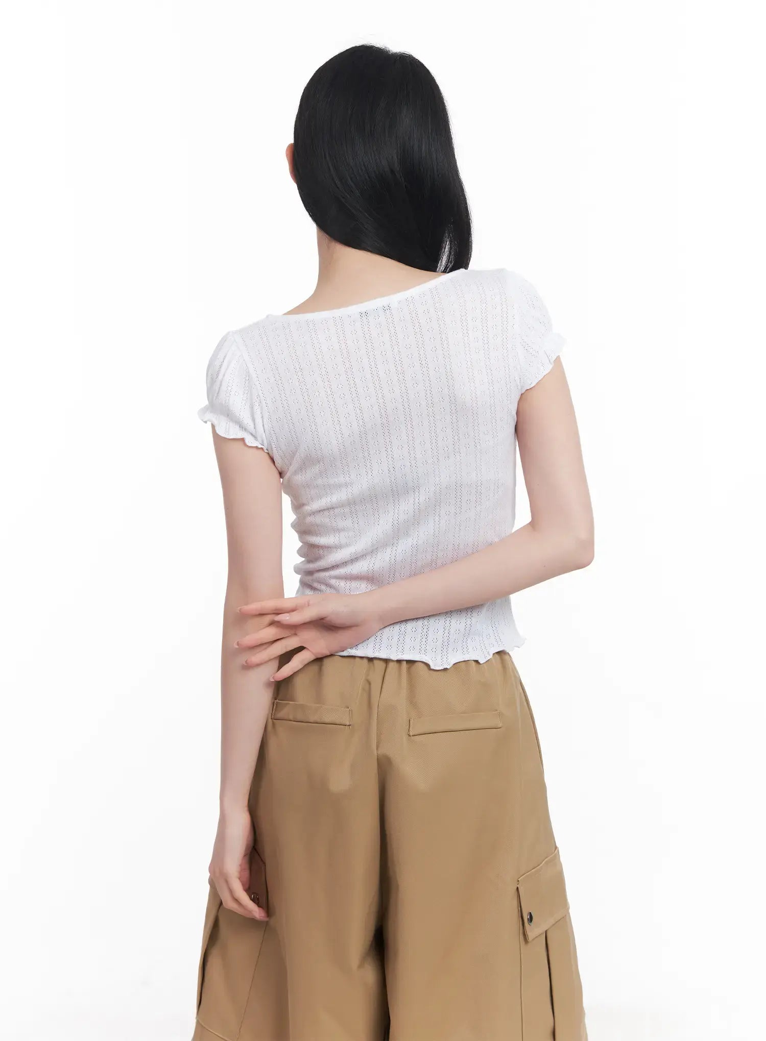 Frill V-Neck Crop Tee CU510