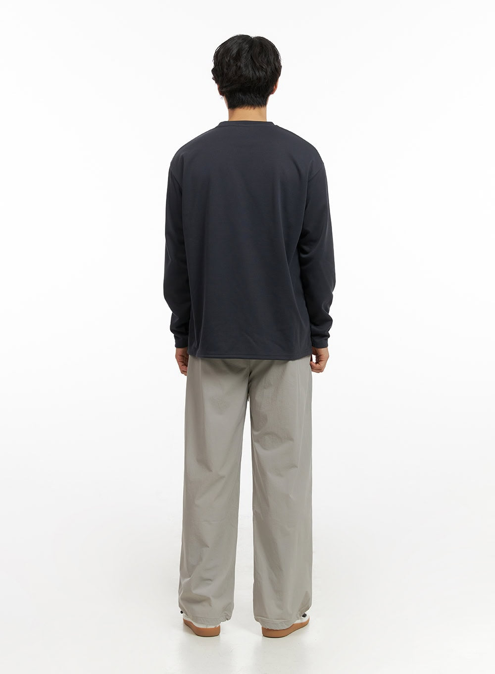 Men's Loose Round Neck Long Sleeve (Dark Gray) IG409