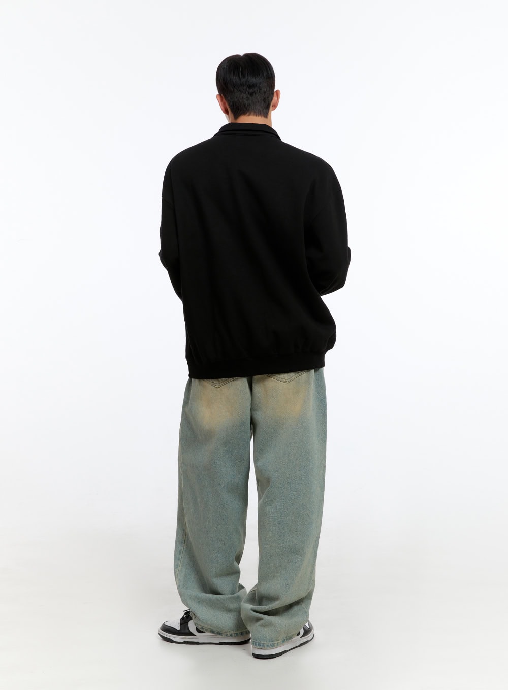 Men's Classic Cotton Half-Zip Graphic Hoodie (Black) IS413