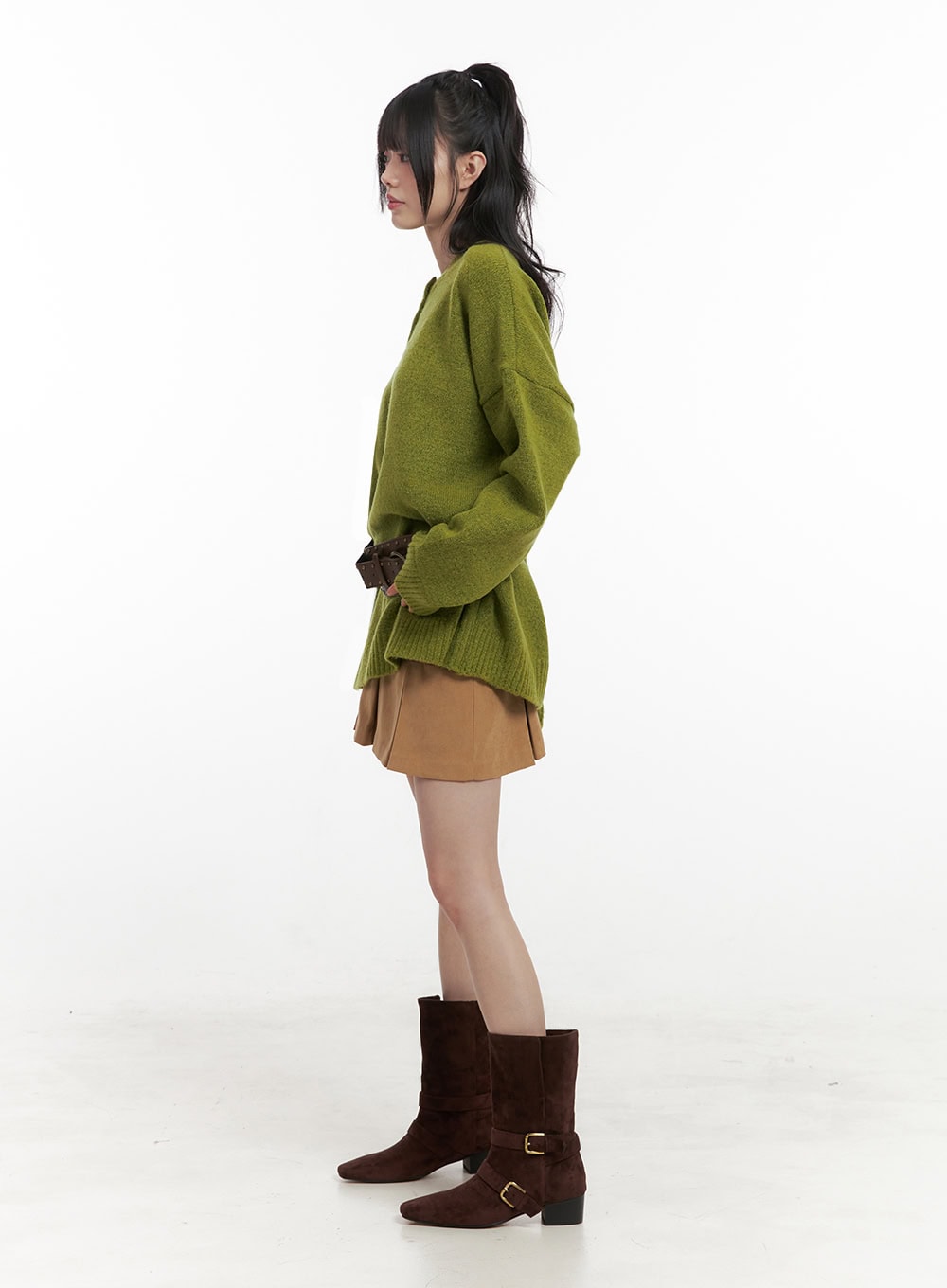 Oversized Henley Neck Sweater IN427