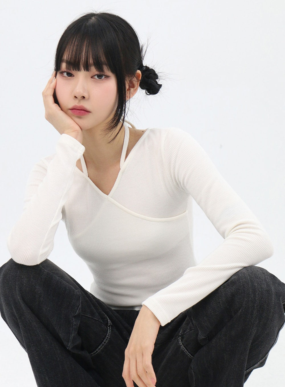 Wrap Halter Neck Slim Fit Tee IN310