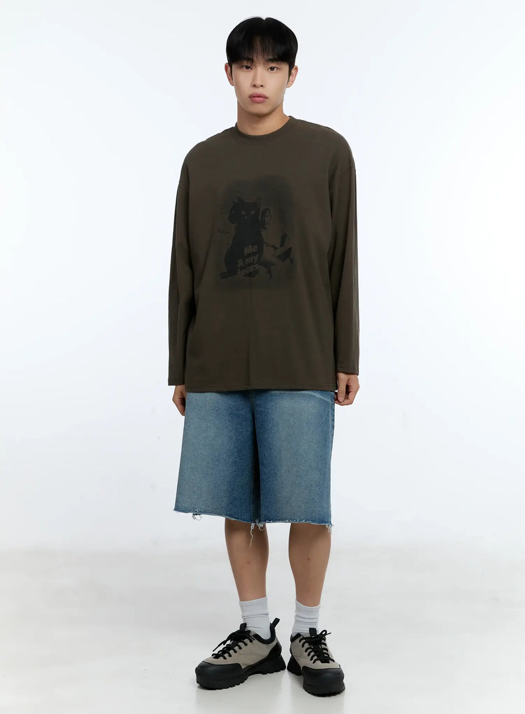 Men's Cat Graphic Long Sleeve T-Shirt IG515