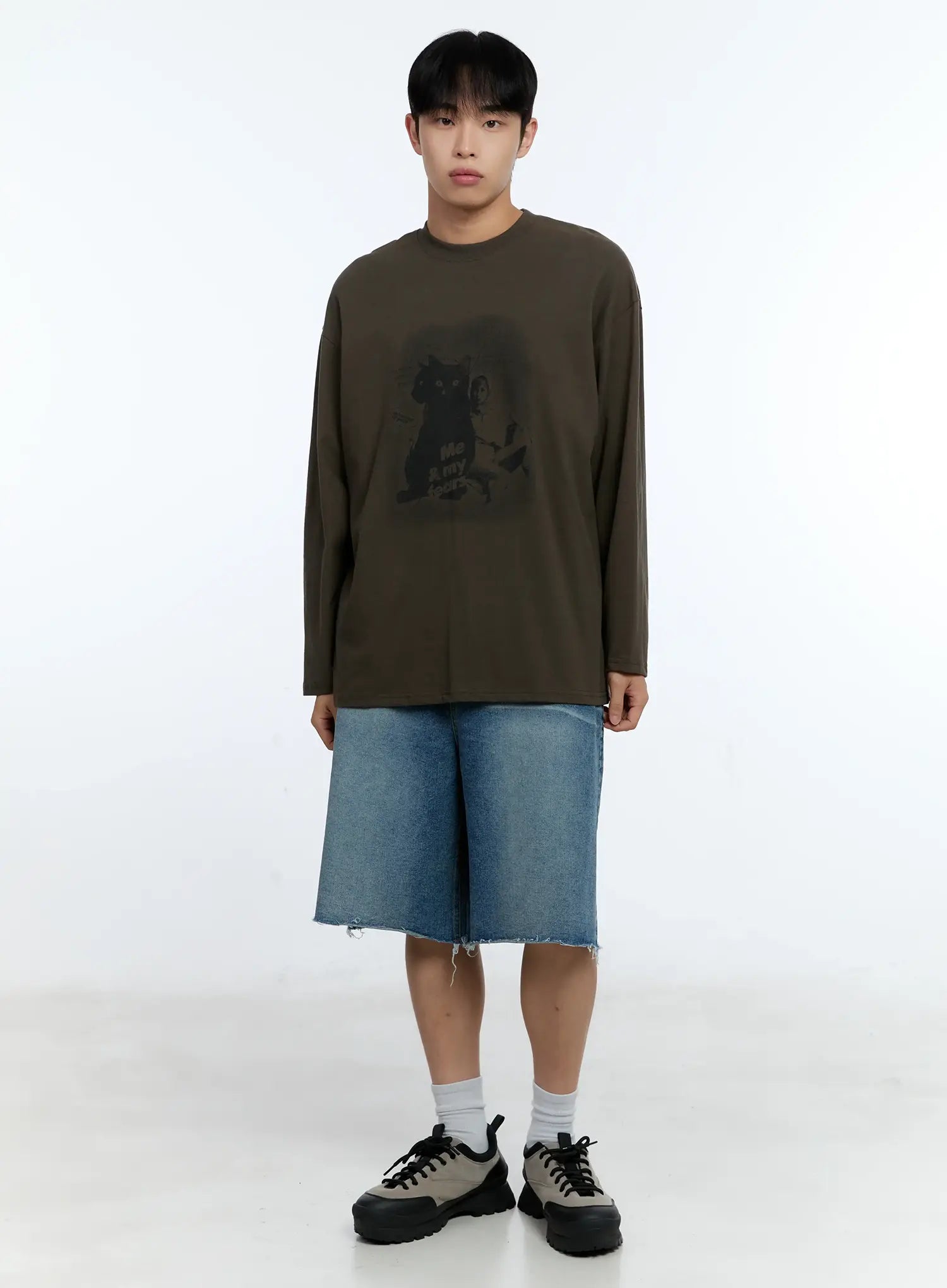 Men's Cat Graphic Long Sleeve T-Shirt IG515