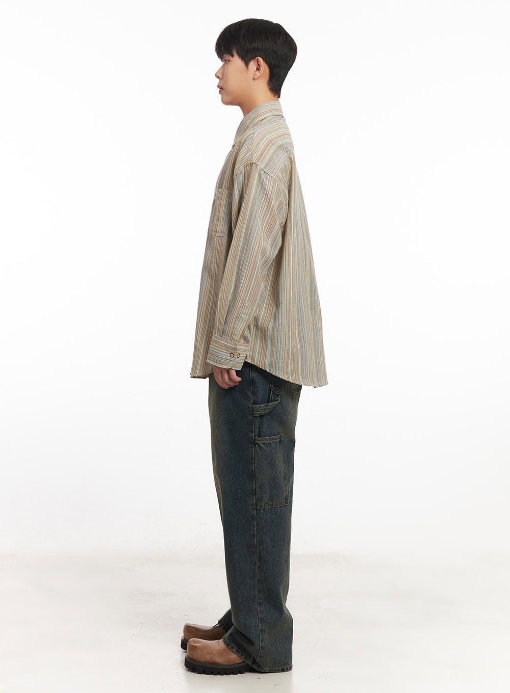 Men's Oversize Stripe Collared Shirt IM527