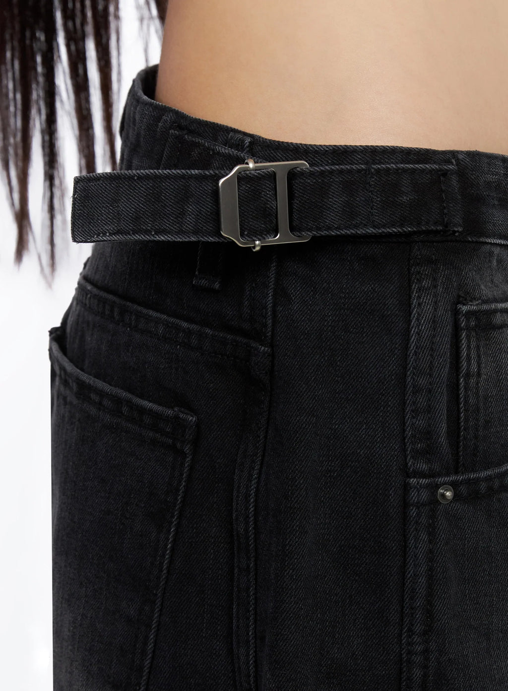 Goffel Side Belt Washed Wide Denim Pants CO517