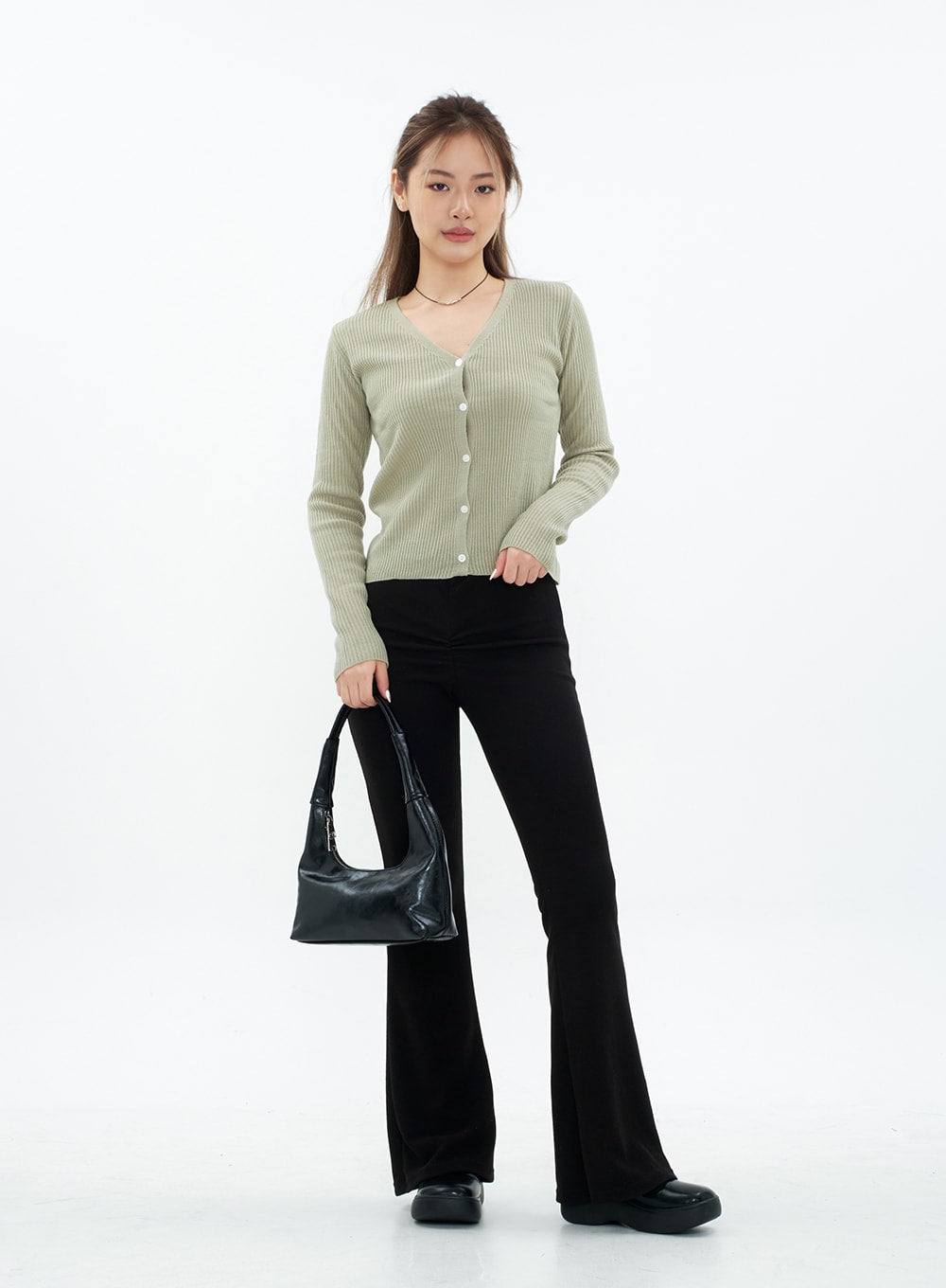 Boot-cut Shirring Banded Pants CM29