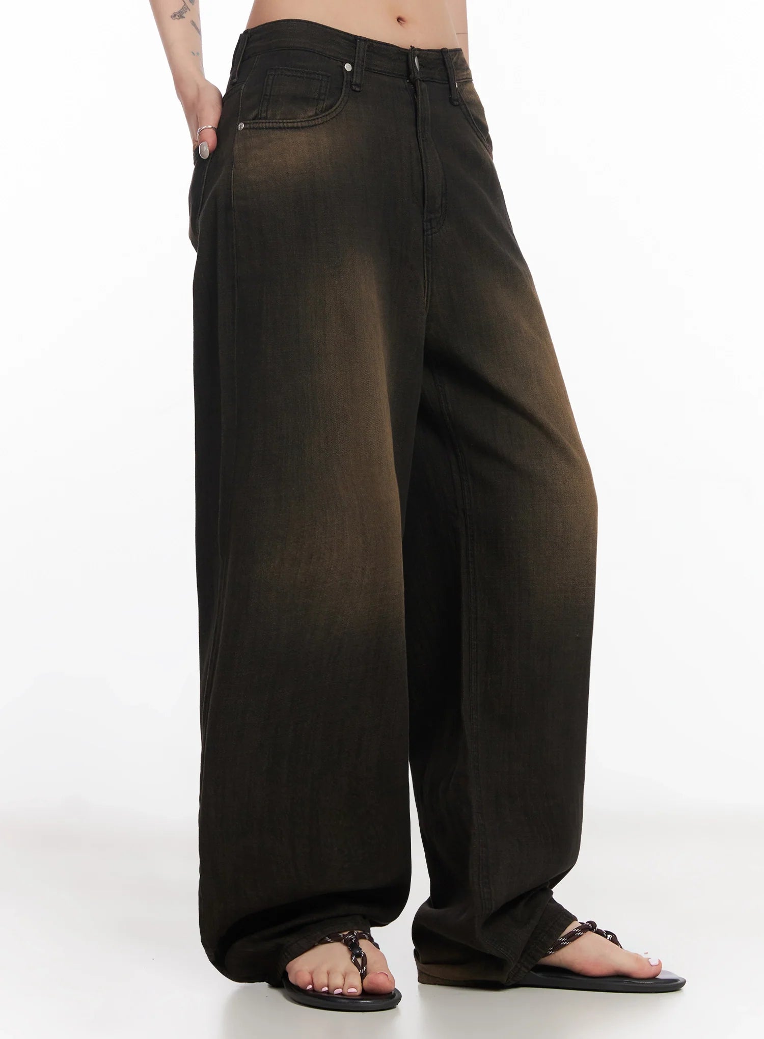 Moka Summer-Wash Wide-Leg Denim Pants IC503