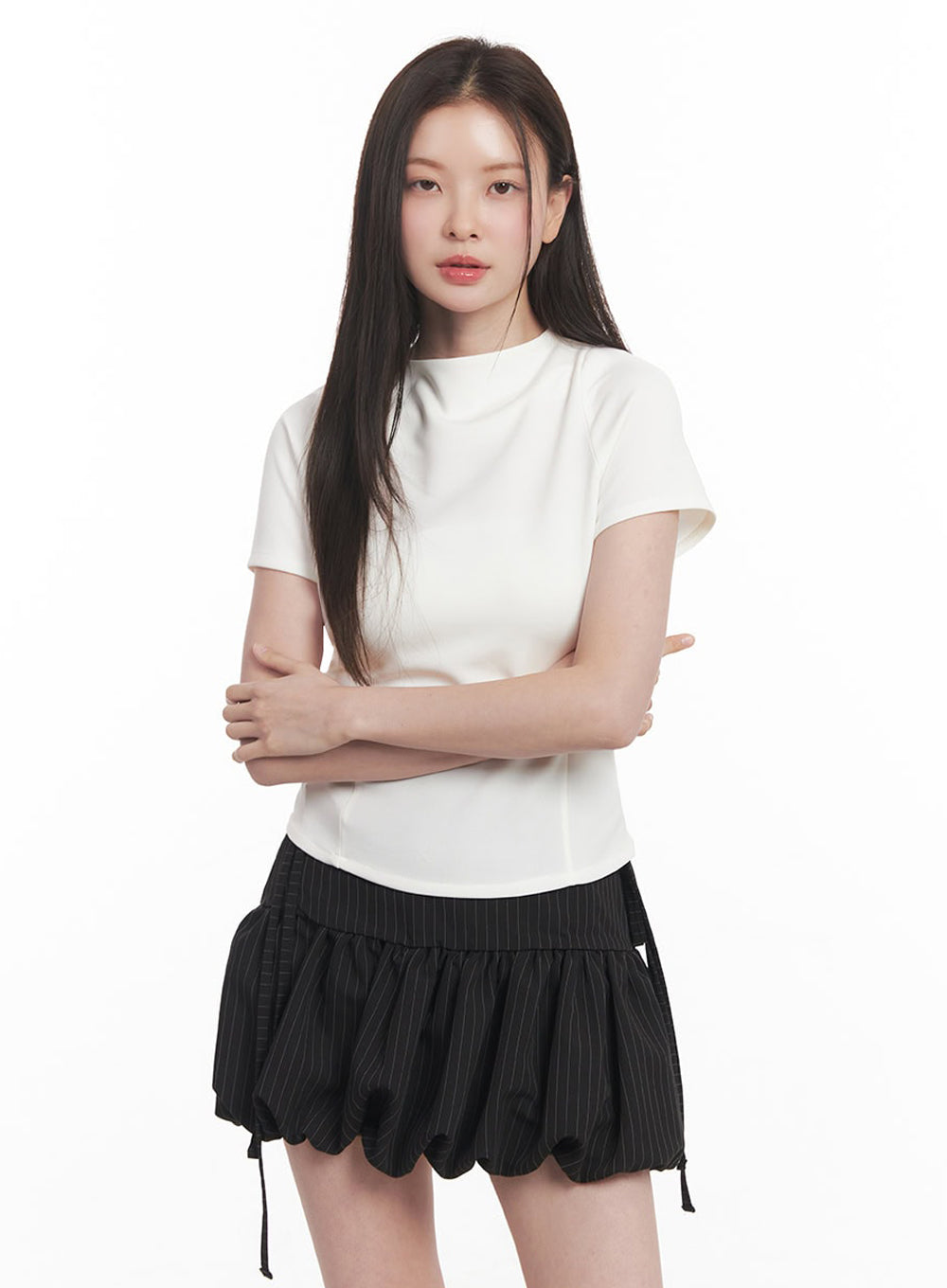 Classy Mock-Neck Blouse Top IY509