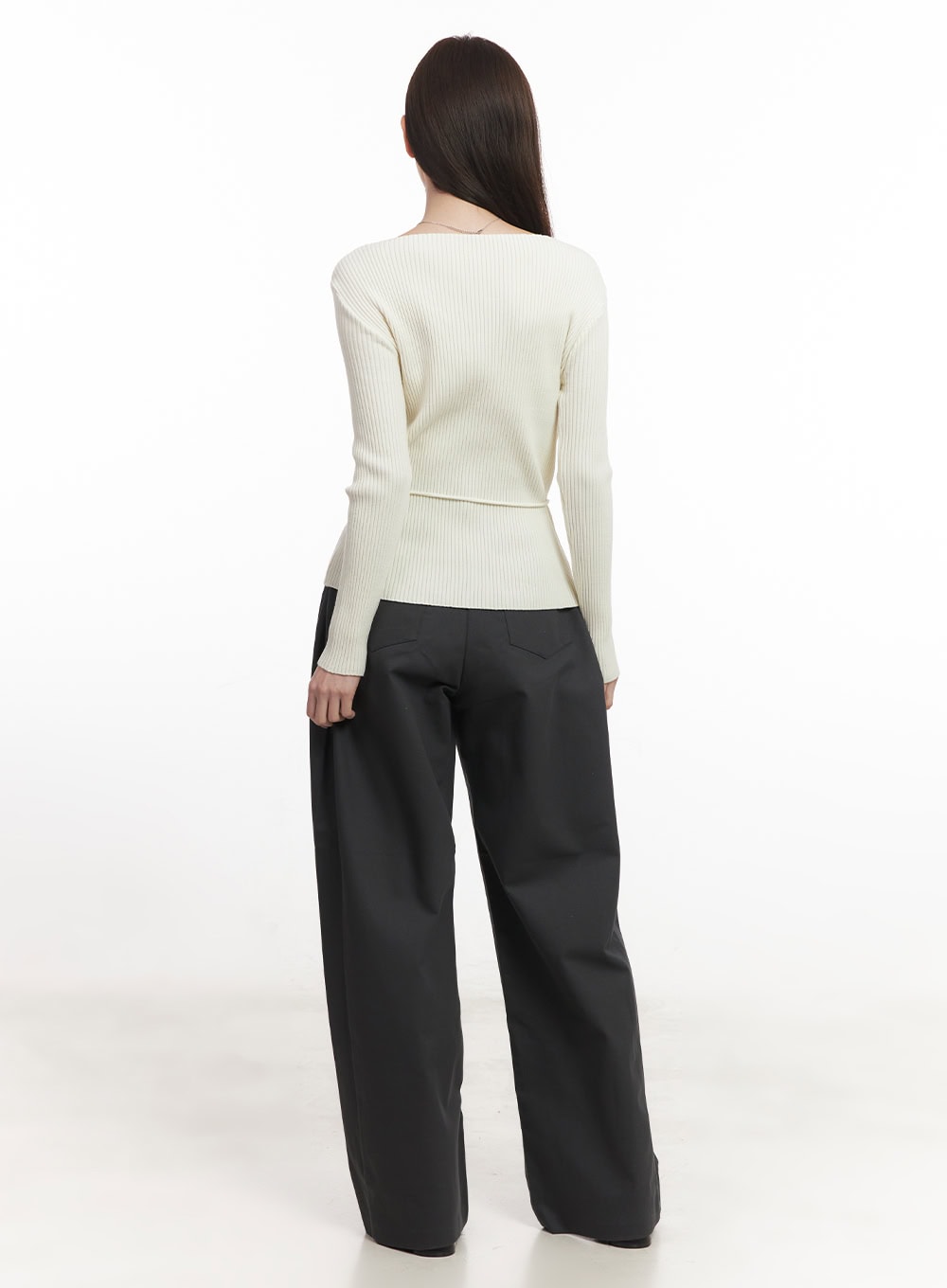 Asymmetric Ribbed Slim-Fit Sweater CA502