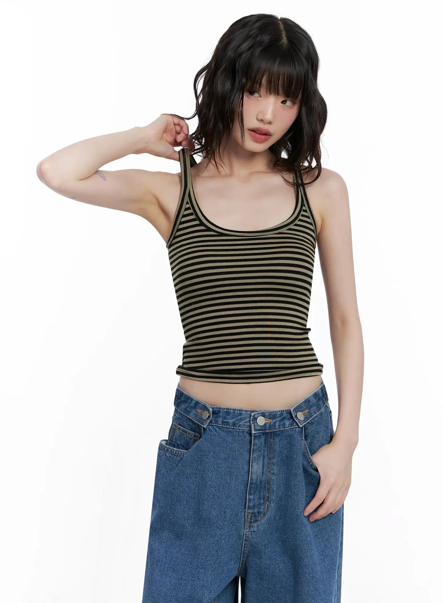 Striped U-Neck Tank Top IL528