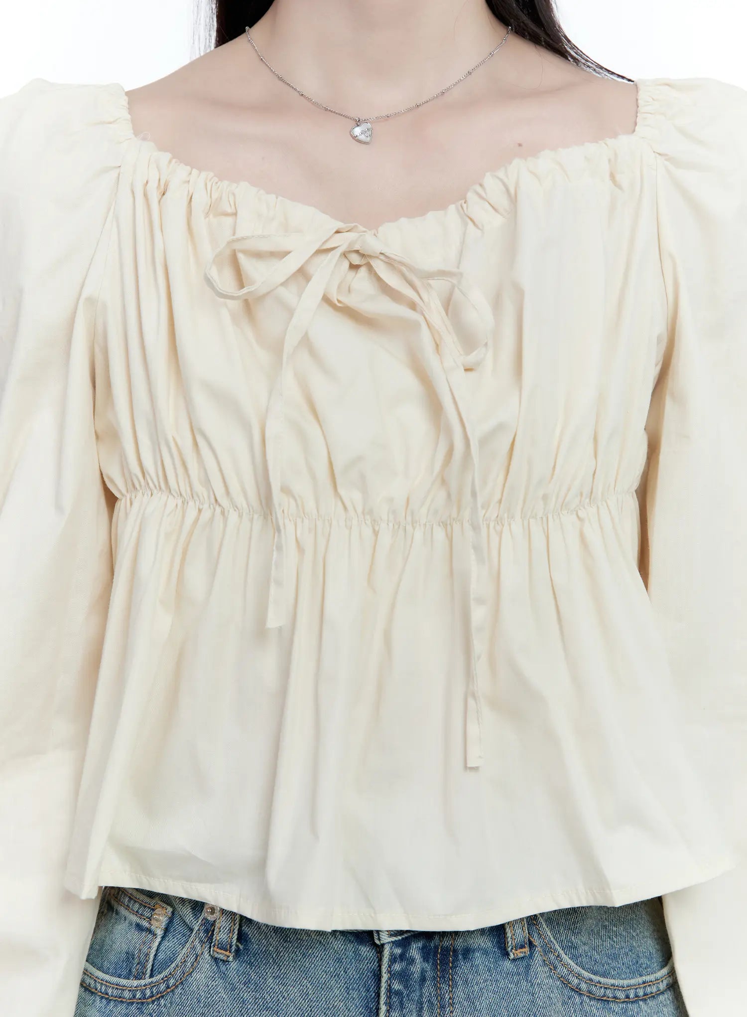 Puff-Sleeve Shirred Blouse CG512