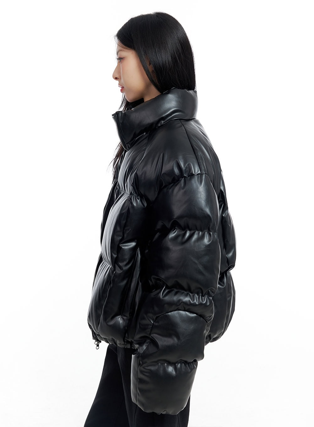Faux Leather Puffer Jacket CO425