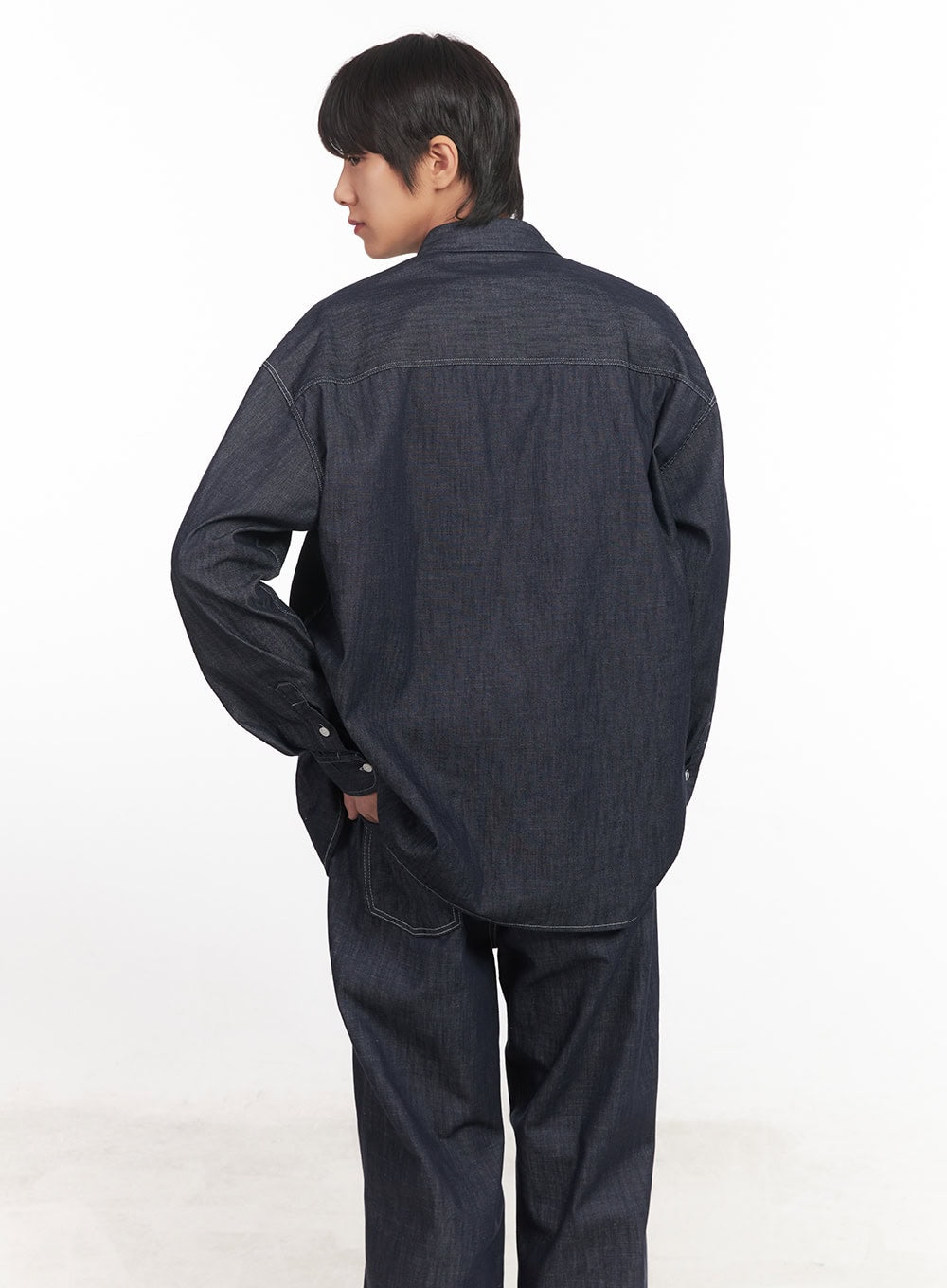 Men's Stitched Button-Up Denim Shirt IA510