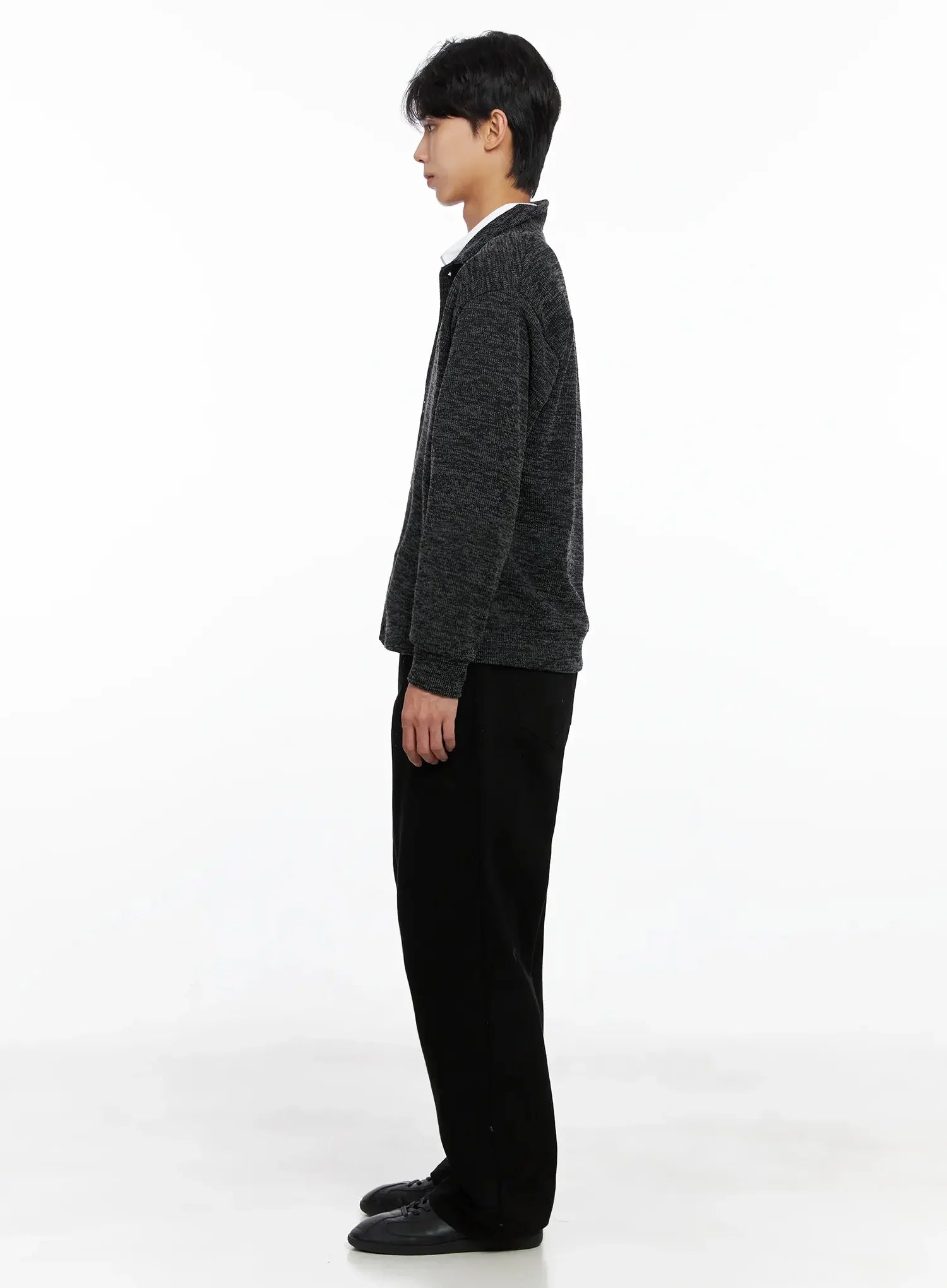 Men's Button-Up Collar Knit Cardigan IO517