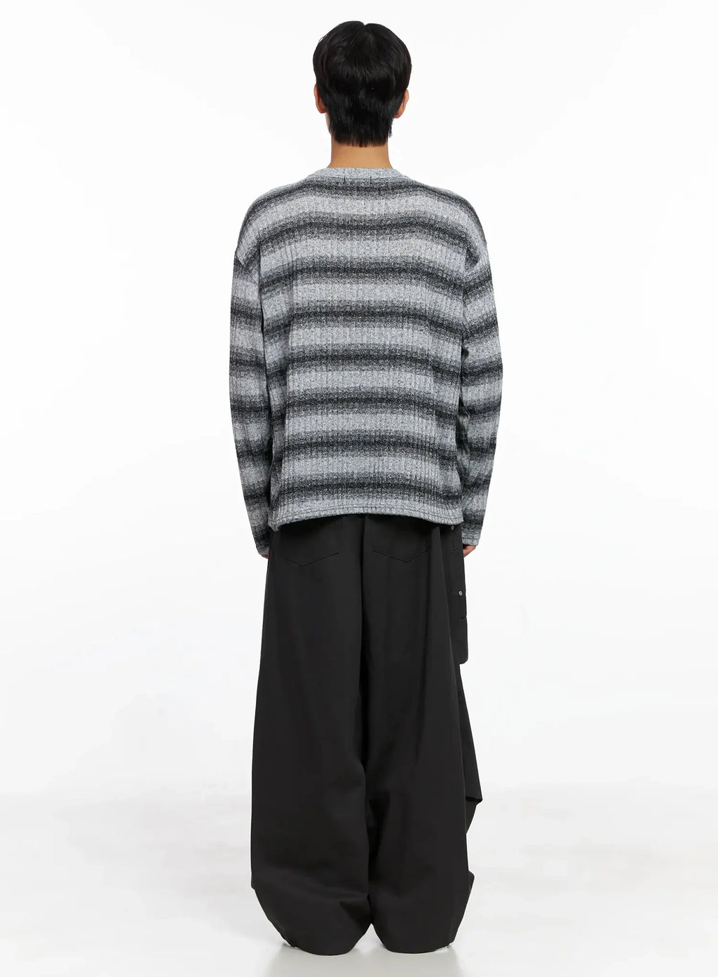 Men's Ribbed Striped Long Sleeve Shirt IO516