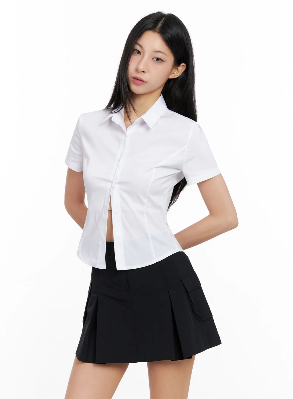 Classic Button-Up Short-Sleeve Shirt IG508